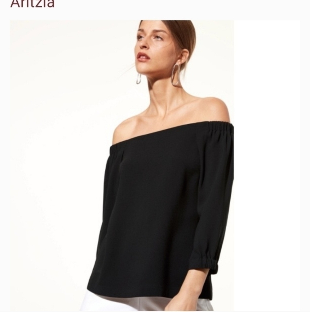 Aritzia Babaton Rodrigo off shoulder blouse.